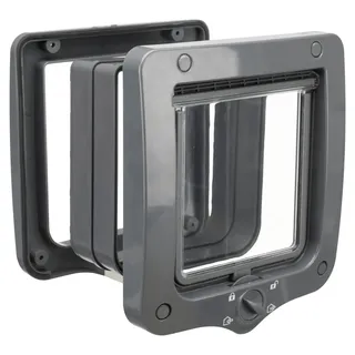 Trixie 4-Wege Freilauftür mit Tunnel 20 × 22 cm grau