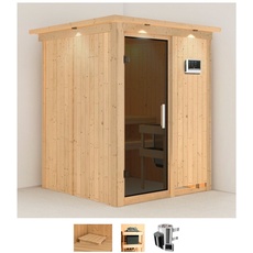 Bild Sauna »Milaja«, (Set), 3,6-kW-Plug & Play Ofen mit externer Steuerung beige