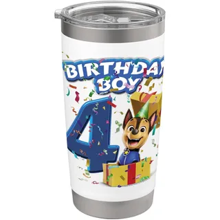 Offizielles Paw Patrol Chase Birthday Boy Age 4 Doppelwandiger Edelstahl-Thermobecher