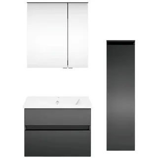 Puris Badezimmer , Anthrazit, Grau, Dunkelgrau , Holzwerkstoff , 2 Schubladen , 92.2 cm , Goldenes M, Made in Germany, Dgm , hängend , Badezimmer, Badmöbelsets & Badmöbelserien, Badmöbel-Sets