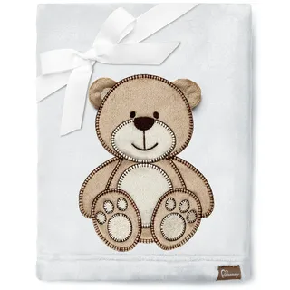 Be Mammy Warme Kuscheldecke Babydecke Blanket Baby Geschenk BE20-168 (Hellgrau - Bär)