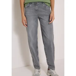 Loose-fit-Jeans CECIL "Style Scarlett", Damen, Gr. 25, Länge 28, grau, Denim/Jeans, Obermaterial: 82% Baumwolle, 17% Polyester, 1% Elasthan. Futter: 52% Polyester, 48% Baumwolle, unifarben, barrel fit lang, Jeans Loose-fit-Jeans, Barrel Leg mit Stretch