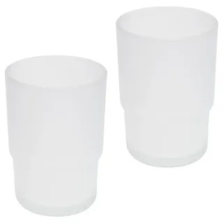 bremermann Glasbecher Piazza & Lucente 2er Set, satiniertes Glas , Weiß , 6.5x9.5x6.5 cm , Badaccessoires, Zahnputzbecher