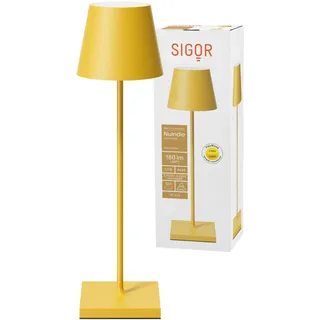 SIGOR Nuindie 1.0 LED Akku-Tischlampe, sonnengelb | Dimmbar • Indoor & Outdoor • IP54 • 38 cm • Easy Connect • 12 h Leuchtdauer