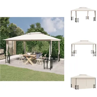vidaXL Pavillon mit Seitenwänden & Doppeldach 3x4 m Creme - Pavillons & Partyzelte - Creme