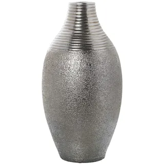 DRW Vase mit hohem Boden aus Keramik in Silber, 25 x 50 cm
