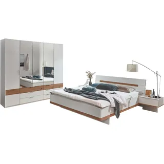 Komplettschlafzimmer WIMEX "Gibraltar", weiß (weiß, absetzung artisan eiche nachbildung), B/H: 180cm x 200cm, Holzwerkstoff, Schlafzimmermöbel-Sets, Komplettschlafzimmer