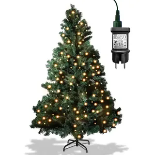 Yakimz Künstlicher Weihnachtsbaum mit Beleuchtung ,LED Tannenbaum für Weihnachten-Dekoration, Feuerbeständig,Christbaum 1200 Spitzen PVC Nadeln, grün,210cm - Grün