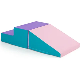 COSTWAY 2 TLG. Schaumstoff Bausteine Kinder, Softbausteine zum Toben und Klettern, Riesenbausteine aus Schaumstoff Rosa - Rosa, Violett