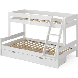 Etagenbett Vitalispa Everest Weiß 120x200 / 80x200 cm mit Schubladen, Model 39557 - Weiß