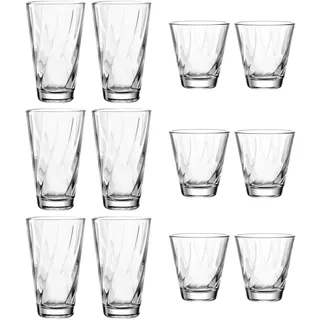 LEONARDO Gläser-Set »Trinkglas-Set TWIST, 12-teilig« Becher-Set, spülmaschinengeeignet, farblos