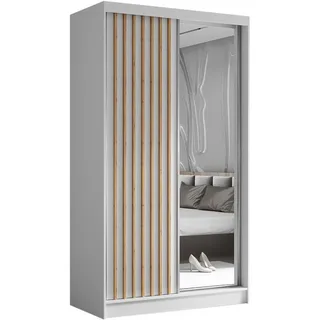 beautysofa Schwebetürenschrank Helix 120 x 216 x 61 cm Weiß/Eiche Artisan