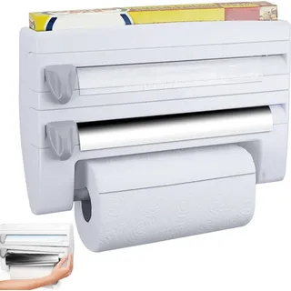 Film- und Papierhalter Küchenorganizer 4 in 1 - Weiß