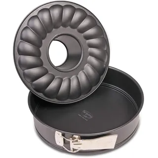 Dr. Oetker Springform mit Flach- und Rohrboden Ø 28 cm, Kuchenform aus Stahl mit Antihaftbeschichtung, Backform aus veredeltem Schwarzblech, Menge: 1 Stück, 1433,