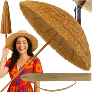 Gardlov Sonnenschirm Hawaii 170 cm Hawaiianischer Gebrochen - Sonnenschirm Höhenverstellbar & Neigbar - Klappbar & inkl. Schutzhülle – Ideal für Balkon, Terrasse, Garten & Strand 25326