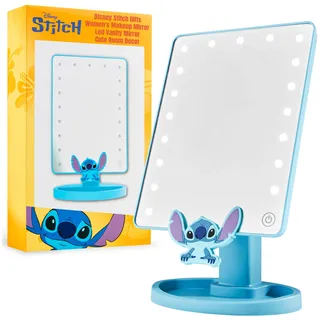 Disney Stitch LED Spiegel mit Trinket Tray, Schlafzimmer, Reisen - Geschenk für Sie (Blau)
