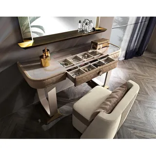 Schminktisch Schlafzimmer Hocker Set Kommode Tisch Modern Konsole Spiegel - Beige