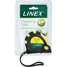 Linex Bandmaß 5m, cm- und Zoll-Skala, flexibler magnetischer Haken, Stop-and-Go-Funktion, Gürtelclip, Handschlaufe