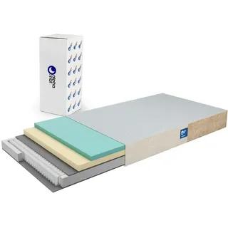 alpha mat Matratze 160x200, Taschenfederkernmatratze, Schlafmatratze Härtegrad H3 mittelfest, , Rollmatratze, Premium Matratze mit Bezug, 20 cm hoch