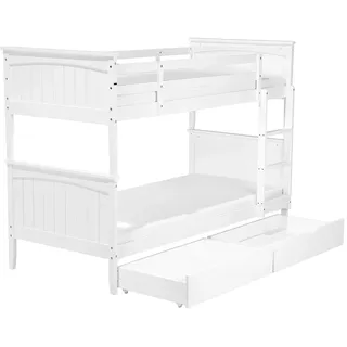 Beliani Hochbett Albon 90 x 200 cm Kiefer massiv weiß