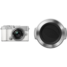 Olympus Pen E-P7 Kamera-Kit, 20-MP-Sensor, neigbarer HD LCD-Bildschirm, 4K-Video, Wi-Fi, Silber & LC-37C automatischer Objektivdeckel (geeignet für M.Zuiko 14-42 mm EZ) Silber