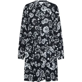 Midikleid KAFFE "Damen Kleid KAevity", Damen, Gr. 38, N-Gr, schwarz (schwarz, weiß rose), Obermaterial: 100% Viskose LENZING ECOVERO CV LenzEcov., Kleider Midikleid
