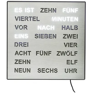 AMS - 1245 - Wand- Tischuhr - Quarz - Wortuhr - 28x28cm