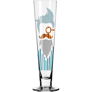 Ritzenhoff Bierglas , Blau, Schwarz, Türkis, Kupferfarben , Glas , 385 ml , 7.5x24.9x7.5 cm , Fsc, Made in Germany , Gläser, Biergläser