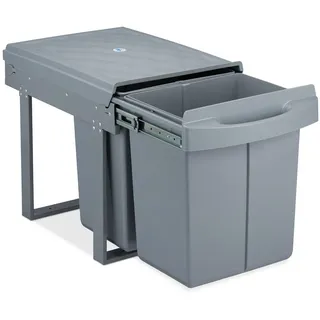 Relaxdays Einbaumülleimer 2-fach 20 l Grau