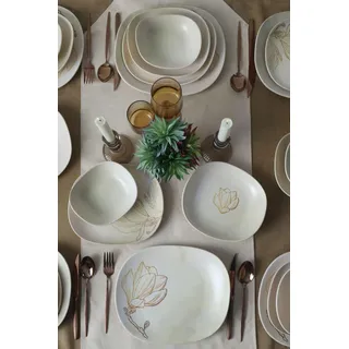 Keramika Geschirrset  - Vintage Bloom Isabella - 24 teilig - 6 Personen - Steingut - Weiß