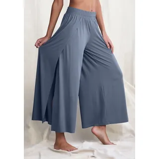 Haremshose LASCANA, Damen, Gr. 44/46, N-Gr, blau (jeans), Single Jersey, Obermaterial: 93% Polyester, 7% Elasthan, unifarben, Hosen Haremshose, mit überlappenden Seitennähten, Topseller