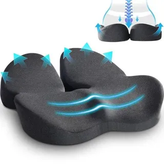 Unyqoos® Ergonomisches Sitzkissen aus Memory‐Schaum, 48 x 40 x 13 cm – rutschfest, mit waschbarem Bezug, entlastet Steißbein & Ischias - Grau