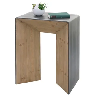 Konsolentisch HWC-L76, Telefontisch Beistelltisch Tisch, Industrial Massiv-Holz MVG, 80x60x40cm natu