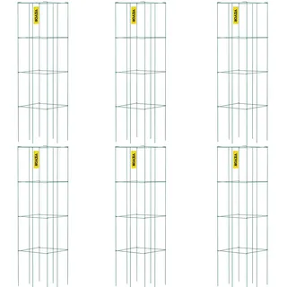 Vevor Tomatenkäfige, 37 x 37 x 100 cm, 6er-Set quadratische Pflanzenstützkäfige, robuste, grüne Tomatentürme aus PVC-beschichtetem Stahl zum Klettern von Gemüse, Pflanzen, Blumen und Früchten