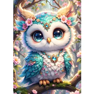 XWDYBDP DIY Owl Princess Diamond Painting Kits, 5D Luxury Diamond Painting for Adults Beginners Cartoon Owl Diamond Embroidery DIY Full Drill Colorful Flowers Diamonds Art Home Wall Decoration 30x40cm