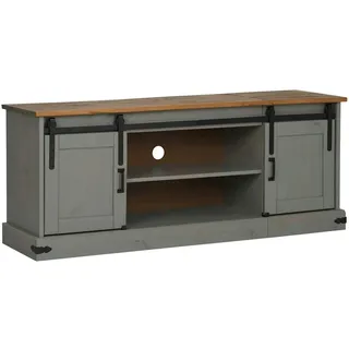 vidaXL TV-Schrank HALDEN 2 Schiebetüren Grau 150x40x60 cm Massivholz