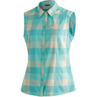 Funktionsbluse MAIER SPORTS "Sana sleeveless", Damen, Gr. 40, blau (rauchtürkis), 97% Polyester, 3% Elasthan, Blusen Funktionsbluse, ärmellose Damen Bluse, sommerliches Blusen-Shirt, Karobluse, Reg. Fit