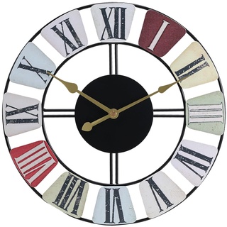 Wanduhr mit großen römischen Ziffern, Wanduhr, Farbe, groß, für den Außenbereich, Garten, leise, nicht tickend, moderne Ziffern, dekorative Wanduhren für Wohnzimmer, Schlafzimmer, Heimdekoration(40cm)