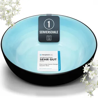 Steingut Servierschüssel Ibiza TESTSIEGER, Traumhafte Mediterrane Salatschüssel, Servierschale - Bowl Schüssel Groß, Salatschale - Pure Living in Türkis