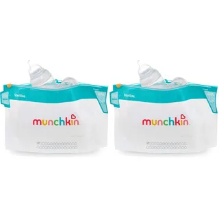Munchkin Mikrowellen-Sterilisationsbeutel, für Fläschchensauger & Schnuller, 6 wiederverwendbare Baby-Sterilisationsbeutel, Kaltwasser-Sterilisator, ideal für Reisen (Packung mit 2)