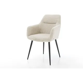 DELIFE Esszimmerstuhl Pejo-Flex Cord Beige 4-Fuß konisch Schwarz Taschenfederkern - Beige