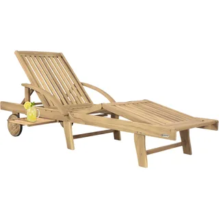 Gartenliege klappbar verstellbar Akazienholz Teak Optik Ausziehtisch Rollen