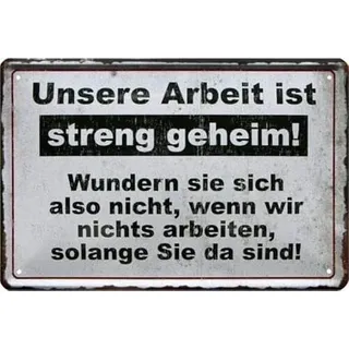 WOGEKA ART lustiges Retro-Schild - Unsere Arbeit ist streng geheim - 20x30 cm Deko-Blechschilder 445