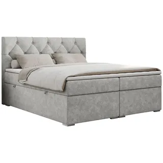 MKS Boxbett Alda 120/200 Hellgrau Struktur - H4 , Textil , H4 , Rechteckig , 120x200 cm , Schlafzimmer, Betten, Boxspringbetten