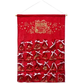 FEERIC CHRISTMAS - Weihnachtsdeko Adventskalender aus rotem Stoff mit 24 Taschen, Höhe 65 cm