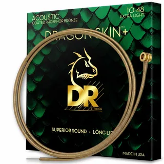 DR DAP-10 - DRAGON SKIN+TM Beschichtete Phosphorbronze Akustikgitarrensaiten, Überlegener Klang mit angenehmer Haptik & langer Lebensdauer, extra leicht 10-48