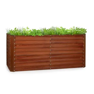 blumfeldt Rust Grow Hochbeet Gartenbeet, verzinktes Stahlblech, Materialstärke: 0,6 mm, einfache Montage, Rost-Finish, 200 x 90 x 100 cm (BxHxT) Rost - Braun