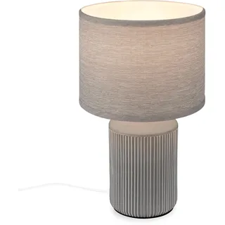 Briloner - Tischlampe Stoffschirm, Kabelschalter, Keramikfuß, Lampe, Nachttischlampe, Tischleuchte, Dekolampe Flur, Bürolampe, Leselampe, Wohnzimmer, Schlafzimmer, 22x37,5 cm