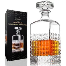 Lighten Life Whisky-Dekanter,1000 ml Kristall-Dekanter mit Stopfen in Geschenkbox,bleifreier Whisky Karaffe Whiskyflasche,Premium-Scotch-Dekanter für Whisky,Bourbon, Bourbon-Dekanter für Männer