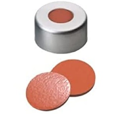 neochrom EC-1024 Aluminium-Bördelverschluss, 11 mm, Rotes, PTFE/weißes Silikon, Silber (100-er Pack)